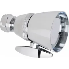 This fixed showerhead from CHICAGO FAUCETS is constructed of brass and delivers a single-pattern spray at a flow rate of 2.5 gpm. It is designed for use in commercial or institutional washrooms, providing a consistent water stream for shower applications.