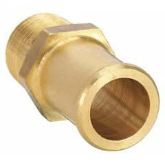 This rigid hose fitting connects a 5/8 in hose I.D. to a 3/8 in NPT male thread. It is suitable for air, water, and chemical lines in industrial fluid-handling systems. The beaded barb provides a secure grip on the hose.