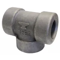 Steel tee fitting with threaded connections, rated Class 6000 for high-pressure service. Used to split or combine flow in piping systems for hydraulic, pneumatic, and steam lines