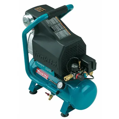 MAKITA Portable Air Compressor: Oil Lubricated, 2.6 gal, Hot Dog, 2 hp, 3.3 cfm @ 90 psi - Hand Carry Portable Electric Air Compressors