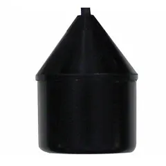 This normally open tether float switch is designed for pump-down level control in sump, effluent, and wastewater applications. It operates at 120/230V AC with a 5 A rating and features a 2-wire electrical connection. An external counterweight is included for mounting.