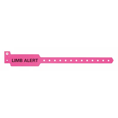 ID Wristband: Limb Alert, 10 1/4 in Overall Lg, 1 3/8 in Overall Wd, Plastic - Security Wristbands
