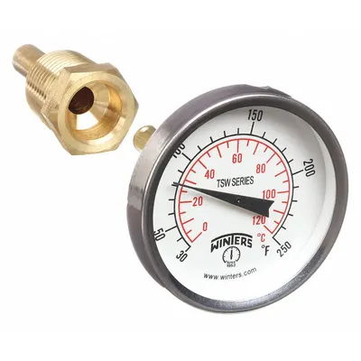 WINTERS Lead-Free Thread-Mount Dial Thermometer with Thermowell TSW174LF