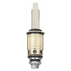This compression faucet cartridge is constructed of brass with a nickel-plated finish. It is designed for use with hot and cold water in Chicago Faucets brand fixtures. The cartridge is suitable for commercial and industrial plumbing applications requiring a compression-type cartridge. Each unit includes one cartridge.
