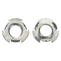 This 2-pack of reducing bushings adapts a 2 in arbor hole to a 7/8 in arbor hole, enabling wire wheel brushes with smaller arbors to mount on larger spindles. Designed for use with 4 in to 10 in wire wheel brushes, these bushings are commonly employed in grinding and deburring applications to ensure proper fit between brush and machine.