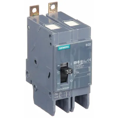 SIEMENS Miniature Circuit Breaker: 30 A Amps, 480V AC, 2 Poles - BQD Series, Bolt-On Siemens Miniature Circuit Breakers