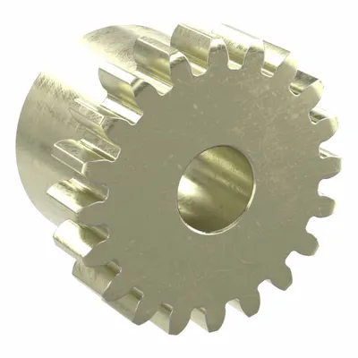 KHK GEARS Spur Gear: Module m 0.8, 20 Teeth, 5 mm Bore Dia, Brass, 20° Pressure Angle - Metric Spur Gears with Standard Hub