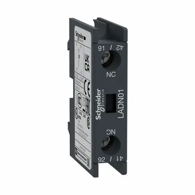 SCHNEIDER Auxiliary Contact Block: 1NC, 10 A Max Current (AC), Front Mount - Schneider Electric Auxiliary Contacts