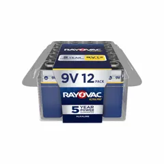 9V DC alkaline battery from the UltraPro series. Suitable for powering smoke detectors, wireless microphones, multimeters, and other portable electronics requiring a 9-volt source. Pack of 12.