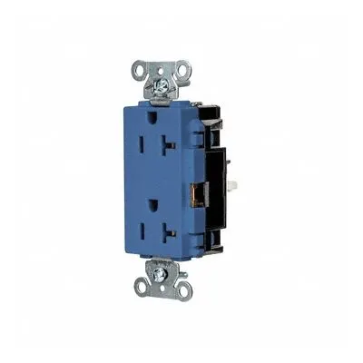 HUBBELL Receptacle: Decorator Duplex, 5-20, Blue, 125V AC, 20 A, 2 Pole / 3 Wire (MPN HBL2162STBL) - General Purpose Receptacles