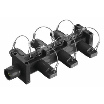 HUBBELL Distribution Block: 6 Female, 1 Male Connections, Black, 600V AC/600V DC - Single-Pole Distribution Blocks