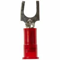 3M Fork Terminals: Red, Nylon, #10 Stud Size, 22 AWG – 18 AWG Wire Range, Block Fork, 600 V (MPN MNG18-10FBK)