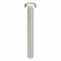 This #10-32 pan head machine screw is 1 3/4 inches long, made of 316 stainless steel with a plain finish, and features a Phillips drive with #2 drive size. Supplied in a 25-pack, it is suitable for general fastening in industrial equipment, machinery, and metal assemblies where corrosion resistance is required.