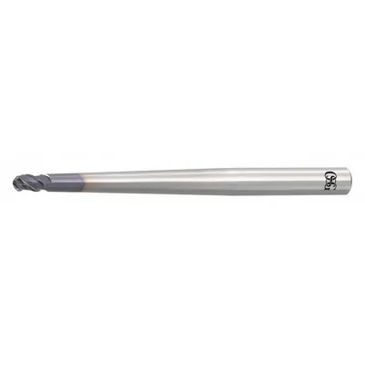 OSG Ball End Mill: Carbide, WXS Coated, 3 Flute, 2 mm Mill Dia, 3 mm LOC - Pencil-Neck Carbide Ball End Mills for Hardened Materials