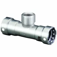VIEGA MEGAPRESS Crimp Tee Fitting: 1 in Pipe x 1 in Pipe x 1/2 in Pipe Size, FKM (MPN 91855)