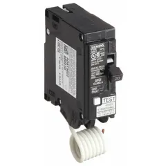 Single-pole miniature circuit breaker rated 20 A at 120V AC, designed for plug-in installation in Siemens load centers. Provides overcurrent protection for branch circuits in residential and light commercial electrical distribution systems.