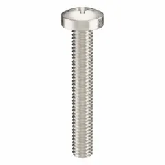 Pan head machine screws with Phillips drive, used for fastening components in machinery, enclosures, and assemblies where a low-profile head with a large bearing surface is required. Made of 18-8 stainless steel with plain finish. Thread size M6x1.00, length 40 mm, drive size #3. Supplied in a 25-piece pack.