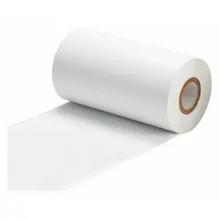 White resin ribbon for printing durable, solvent-resistant labels. UL Recognized. Compatible with Brady BBP81 and BBP72 printers. Used for asset tracking, wire marking, and component labeling in industrial environments.