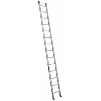 LOUISVILLE LADDER AE2114 14 ft Aluminum Straight Ladder, 300 lb Capacity, Silver - Lightweight Aluminum Straight Ladders