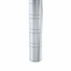 This 48-inch, 6-gauge steel post is designed for constructing aluminum open metal shelving systems. It features an unfinished silver finish and serves as a vertical structural component for custom shelving configurations in industrial storage, warehouses, and workshops.