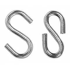 Zinc-plated carbon steel S-hook with 1 25/32 in overall length, 1 in overall width, and 120 lb weight capacity. Used for hanging, suspending, or connecting loads in light-duty rigging, maintenance, and material handling applications.