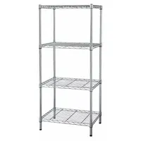 APPROVED VENDOR Wire Shelving Unit: Starter, 48 in x 18 in, 74 in Overall Ht, 4 Shelves, Dry, Silver