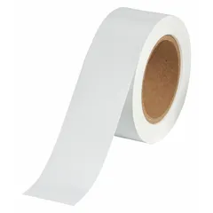 This white vinyl banding tape is designed for color-coding pipes in industrial facilities to identify contents or hazard levels. It is non-reflective, 2 inches wide, and supplied on a 90-foot roll (1,080 inches total length). The tape wraps around pipes for clear visual marking, aiding maintenance and safety compliance.