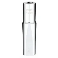 MILWAUKEE Deep Well Socket: SAE, 1/2 in Drive Size, 1/2 in Socket Size, 6-Point, Deep, Chrome (MPN 45-34-9126)