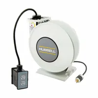 HUBBELL WIRING DEVICE-KELLEMS Extension Cord Reel: Ratchet Lock, 25 ft Cord Lg, 12 AWG, SJO, 5-20P (MPN HBLI25123R220M1)