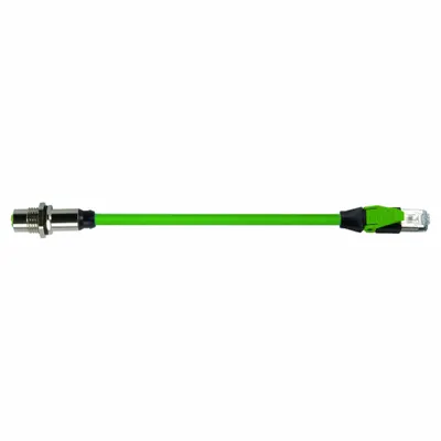 MURRELEKTRONIK Cordset: Cat6, M12 Male Straight x RJ45 Female Straight, 15 m Lg, PUR, Green - M12 Connector to RJ45 Connector Cordsets