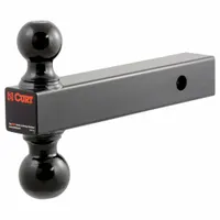 Non-adjustable ball mount with dual ball diameters of 2 in and 2 5/16 in. Constructed from steel with a scratch-resistant powder-coated finish. Rated for Vehicle Class IV. Suitable for towing trailers, boats, and equipment requiring a Class IV hitch