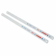 Bi-metal hacksaw blade, 12 inches long, 1/2 inch wide, 0.03125 inch thick, with 18 teeth per inch. Supplied in a 100-pack. Suitable for general-purpose cutting of metals and other materials in maintenance, fabrication, and repair tasks.