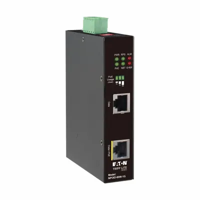 EATON TRIPP LITE Injector: Desktop/DIN Rail/Rack/Wall, RJ45 (Female), RJ45 (Female), Black - Industrial Ethernet PoE Injectors