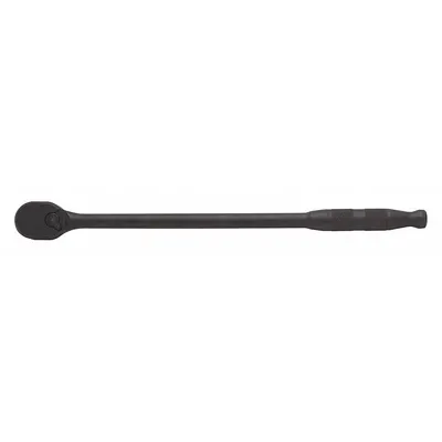 PROTO Hand Ratchet: Pear, Reversible, 25 1/2 in Overall Lg, Black Oxide, 4° Min Arc Swing - Standard-Head Ratchets