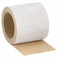 White fabric roof tape, 4 inches wide by 16 feet long, for sealing and repairing leaks on concrete surfaces. Provides a waterproof patch for cracks, seams, and flashing
