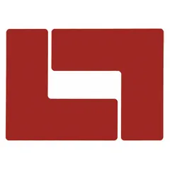 Solid red L-shaped floor marking tape with no legend, measuring 3 in x 8 in. Features an 8 mil thick polyester backing. Supplied in a 20-pack. Used to mark safety zones, aisle boundaries, and hazard areas in industrial facilities.
