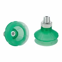 SCHMALZ Vacuum Pad Assembly: 1.5 Folds, 1/4 in NPT, 48 mm Pad Dia, Elastodur ED, Green, 65 A, SPB1 (MPN 10.01.06.04958)