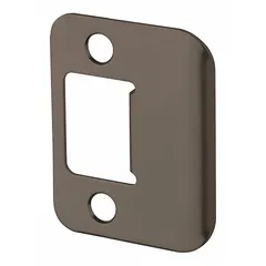 This bronze lipped strike plate is designed for use in door hardware systems to reinforce the frame and secure the latch. It measures 2-1/4 inches in length and 1-1/4 inches in width. Suitable for commercial or industrial applications where a full lip strike plate is required.