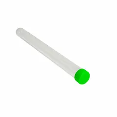 Polystyrene Test Tube, 21 mL, Round Bottom, Natural, with Green Cap