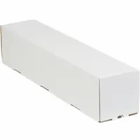 Square mailing tubes with 5 in x 5 in x 25 in interior dimensions and 1/8 in wall thickness. White finish. Pack of 25. Used for shipping and storing rolled documents, posters, blueprints, and similar items
