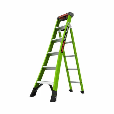 LITTLE GIANT Combination Ladder: 3 Configurations, Fiberglass, 375 lb Load Capacity - Leaning & Extending Multifunction Ladders