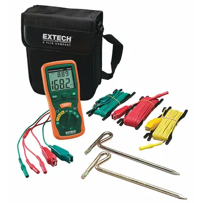 EXTECH Earth Ground Tester Kit: 20 ohm to 2,000 ohm, CAT III 1000V, Digital, 2.5 mA - Earth Ground Resistance Tester Kits