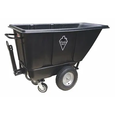 TOUGH GUY Tilt Truck: 13.5 cu ft, 1,400 lb, 65 in L x 29 1/2 in W x 39 1/4 in H, Black - Towable Steel-Reinforced Plastic Tilt Trucks