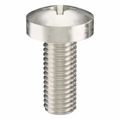 Pan head machine screw with M10x1.50 thread, 25 mm length, made from 18-8 stainless steel with a plain finish. Features a Phillips drive with #4 drive size. Sold in packs of 5. Suitable for general fastening applications where a low-profile head and corrosion resistance are required.