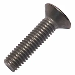 Flat head machine screw with M6x1.00 thread, 25 mm length, Grade 2 titanium, plain finish, and Phillips #3 drive. Used for general industrial fastening where a flush surface is required.