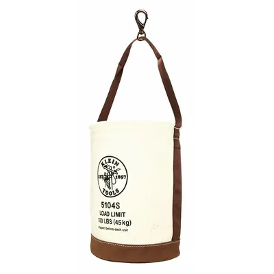 KLEIN TOOLS Bucket Bag: 17 in H, Off-White, Canvas, 1 Pockets - Canvas Bucket Bags