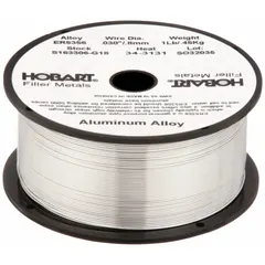 Aluminum filler wire for gas metal arc welding (GMAW) of 5xxx series aluminum alloys. Tensile strength of 38 ksi as welded. Suitable for applications requiring corrosion-resistant welds in marine, automotive, and structural fabrication.