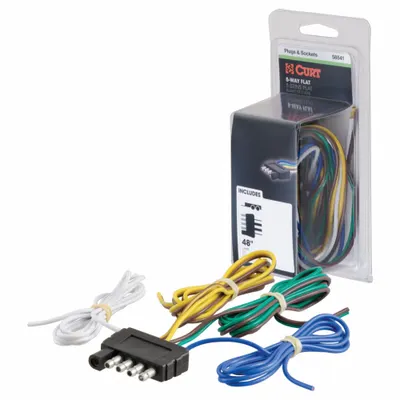 CURT Automotive Electrical Plug: 5-Way, Rubber, 16 ga Wire Gauge, Trailer, Wire (MPN 58541) - Fleet and Vehicle Maintenance