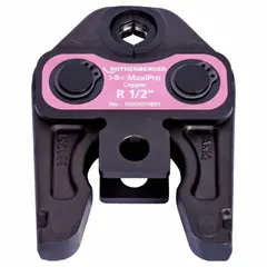 This jaw-type accessory is designed for use with the MaxiPro press tool to create secure press connections on 1/2 in copper and steel pipe. It is a standard tool type component suitable for plumbing, HVAC, and industrial piping applications.