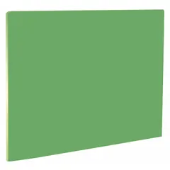 Green polyethylene cutting board, 24 in long by 18 in wide. NSF Certified for use in commercial food preparation areas. The non-porous surface resists moisture absorption and is easy to clean.